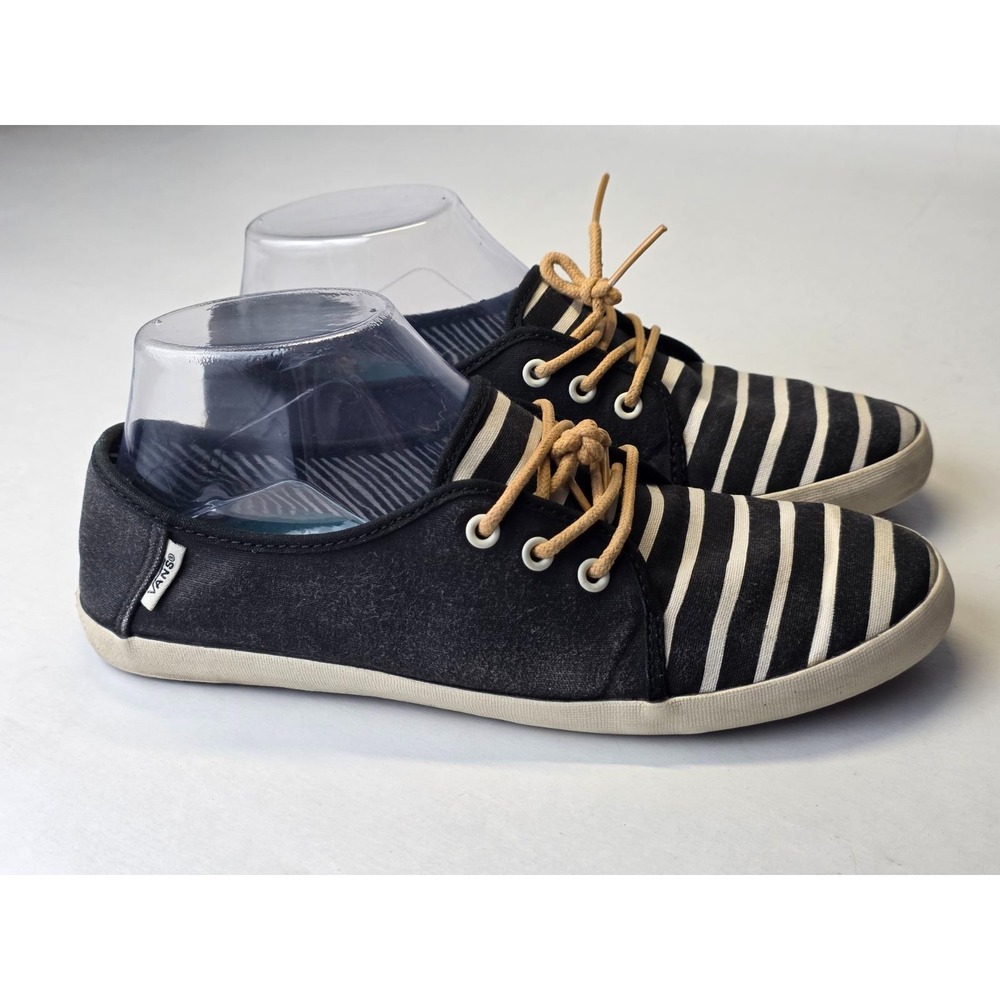 Vans Off The Wall Women's Sneakers Size‎ 7.5 Black White Lace Up Shoes Moccasin